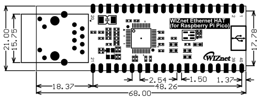 Mechanical Drawing - WIZnet Ethernet HAT